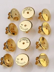 6 件镀金雕刻心形防掉落耳钉配件 - 金色 - 查看 6