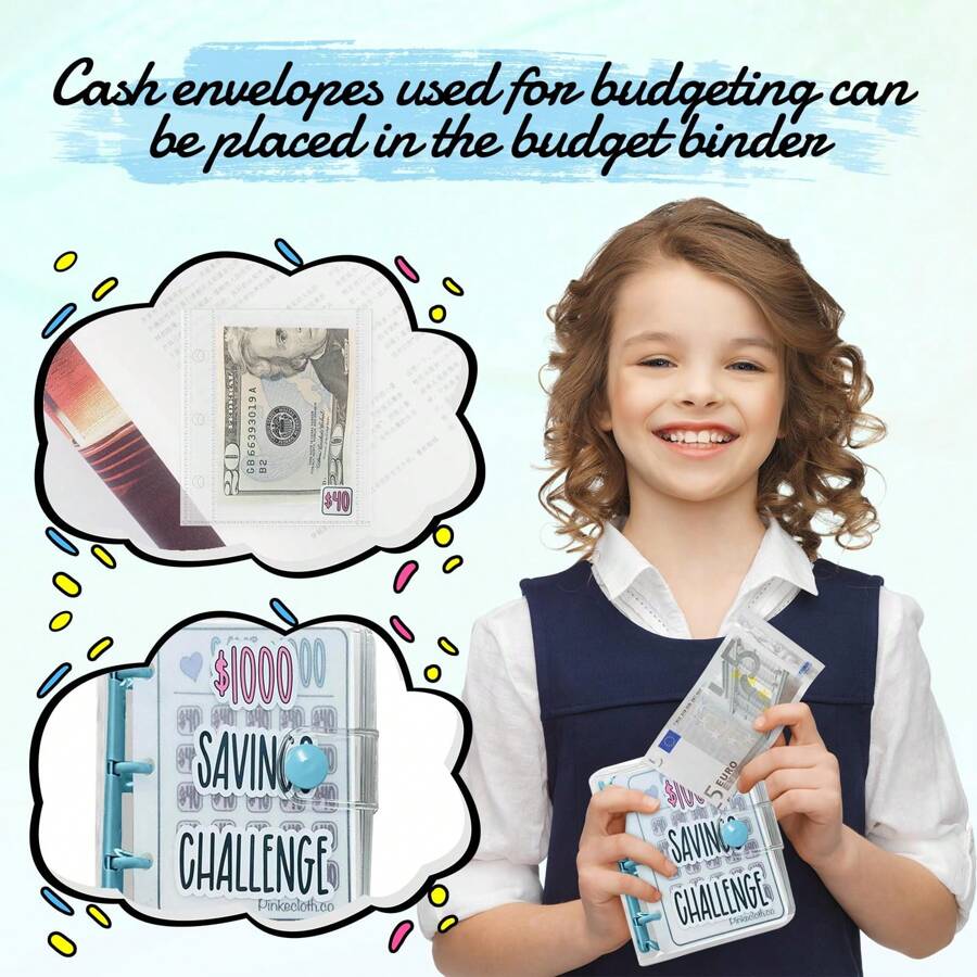 1000 Savings Challenge Binder, 2024 Reusable Mini Budget Book With