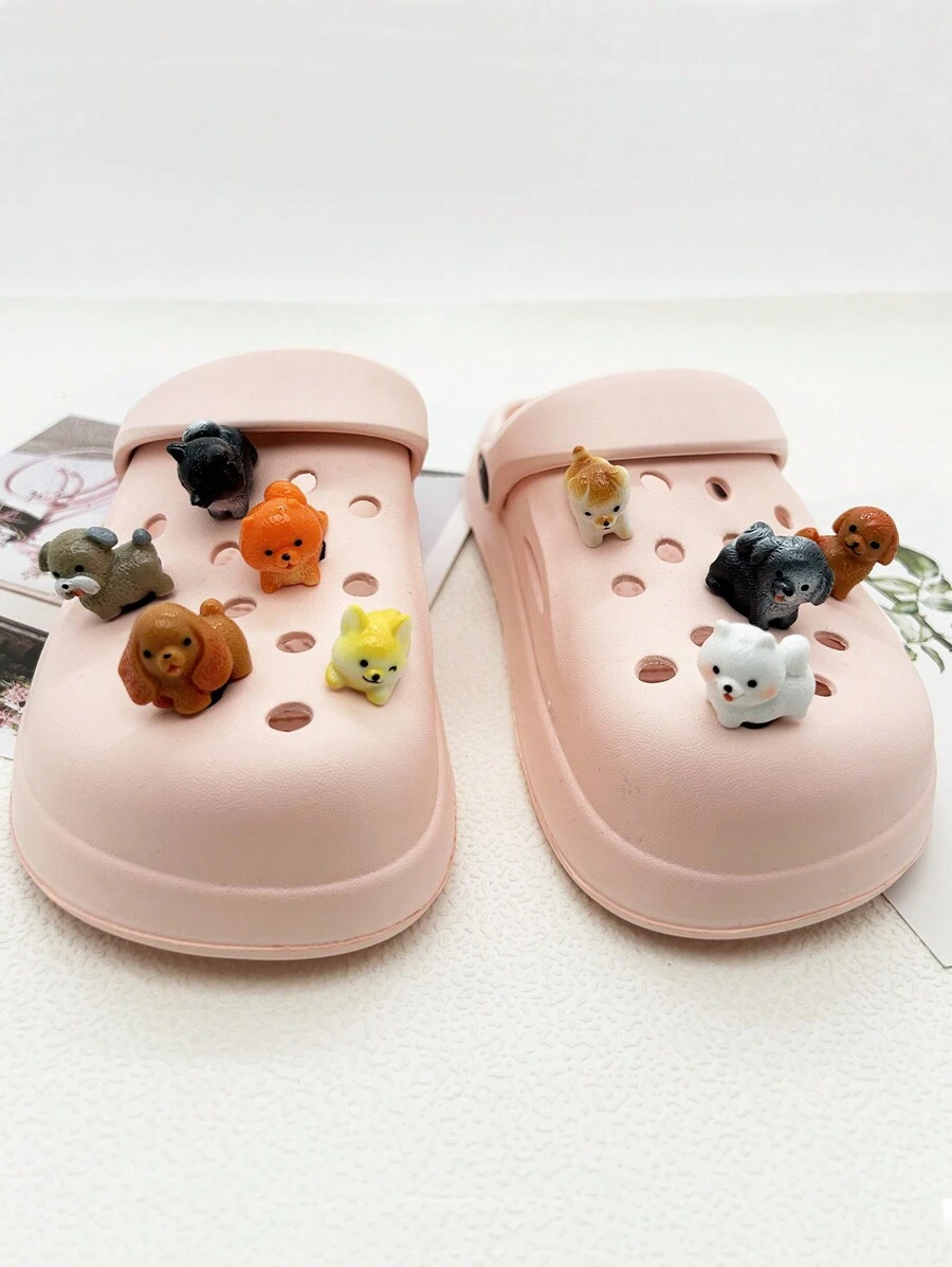 9 件/套 3D 小狗鞋装饰配件、DIY 装饰、可拆卸鞋饰装饰配件适用于镂空木屐 - 彩色 - 查看 1