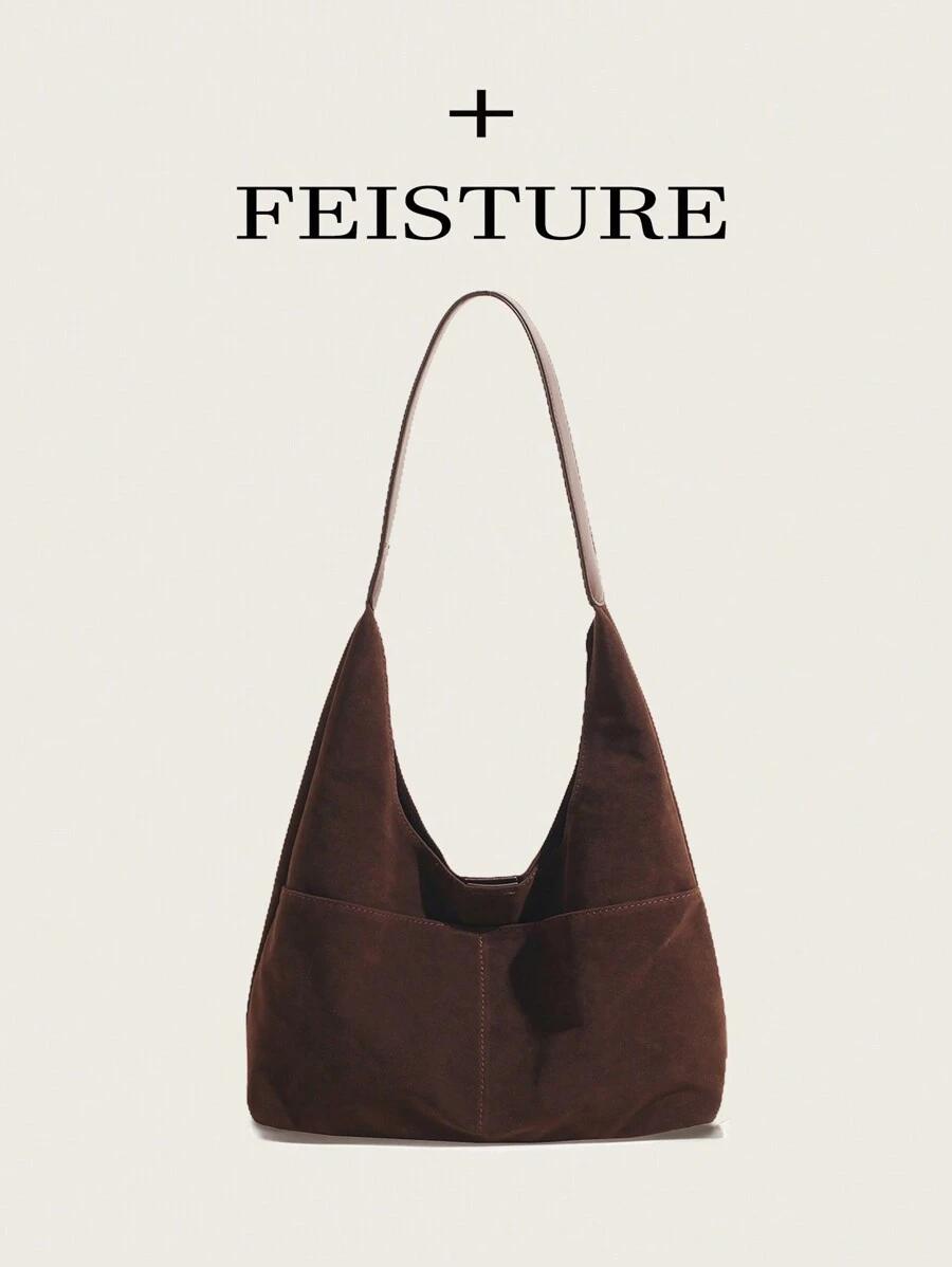 1 pieza Bolso de hombro multibolsillo FEISTURE, hecho de tela con apariencia, incluye una mini bolsa, adecuado para niñas, mujeres, estudiantes universitarias, mujeres que inician su carrera y damas de oficina, excelente para el trabajo, los negocios, los trayectos y la escuela, bolso de moda