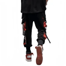 Pantalones deportivos Hip Hop Harem para hombre, pantalones tácticos con cordón,estilo punk, estilo cargo, holgados, estilo hip hop, harén, ropa de calle - Negro - Ver 6