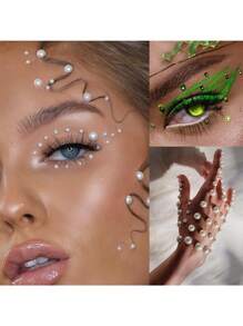 AVYRING 3 片彩虹水钻珍珠自粘珠宝适用于眼睛脸部身体头发宝石粘贴节日钻石配饰服装指甲 DIY 化妆 3 毫米 4 毫米 5 毫米 6 毫米 - 彩色 - 查看 4