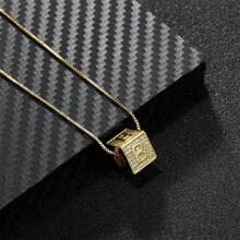 女士 A-Z 首字母名字雕刻项链立方体骰子吊坠链项链 - 金色 - 查看 8