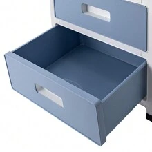 Schubladenschrank Kunststoff mit Rollen - Rollcontainer mit Schubladen - Schubladen aus Kunststoff - Wagen mit Schubladen - Lagersystem Kunststoff   35 * 26 * 83,5 cm / 13,8 * 10 * 32,9 Zoll - Blau+Weiß - Übersicht 9