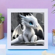 Bộ dụng cụ làm tranh kim cương 5D DIY (Thích hợp cho người lớn), chủ đề động vật Rồng trắng, bộ dụng cụ làm đồ thủ công kim cương Acrylic tròn (Có thể dùng làm quà tặng trang trí tường nhà) - SSS136-20x20 - Xem 6