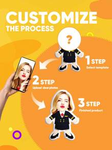 1 件个性化迷你脸枕 - 定制照片士兵、警察、飞行员、老板、厨师、外科医生、护士、休闲西装 - 可定制的礼物， - 休閒男士 - 查看 6