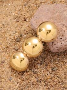 1个优雅金色金属发夹，简约风格，时尚别致，光泽亮丽的球形金属造型，发饰设计，女士及女孩发饰，爪夹，发卡，学生用品，头部饰品，发夹 - 金色 - 查看 3