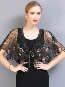 Elegante vintage sprankelende kraagstrik sjaal: glinsterende boho avondjurk accessoire voor vrouwen