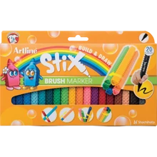 Artline StiX Brush Markers | AP Certified Safe For Kids | Washable From Most Clothes | ETX-F | Flexible Brush Nib Creates Unique Wide & Fine Lines