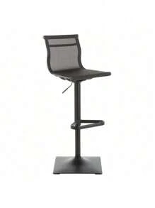 Mirage Contemporary Barstool In Black Metal And Black Mesh Fabric By LumiSource,FurniHub - 黑色 - 查看 1