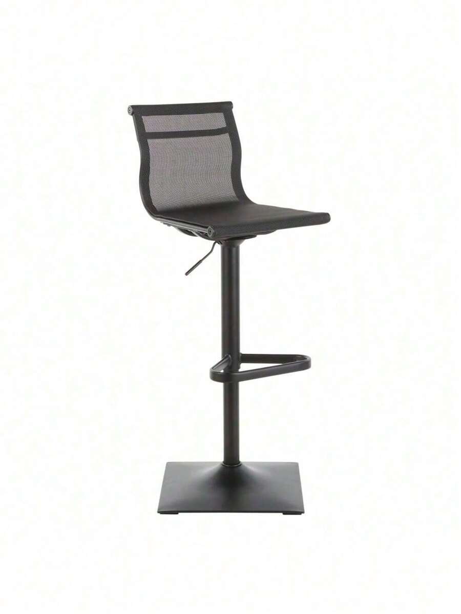 Mirage Contemporary Barstool In Black Metal And Black Mesh Fabric By LumiSource,FurniHub - 黑色 - 查看 1