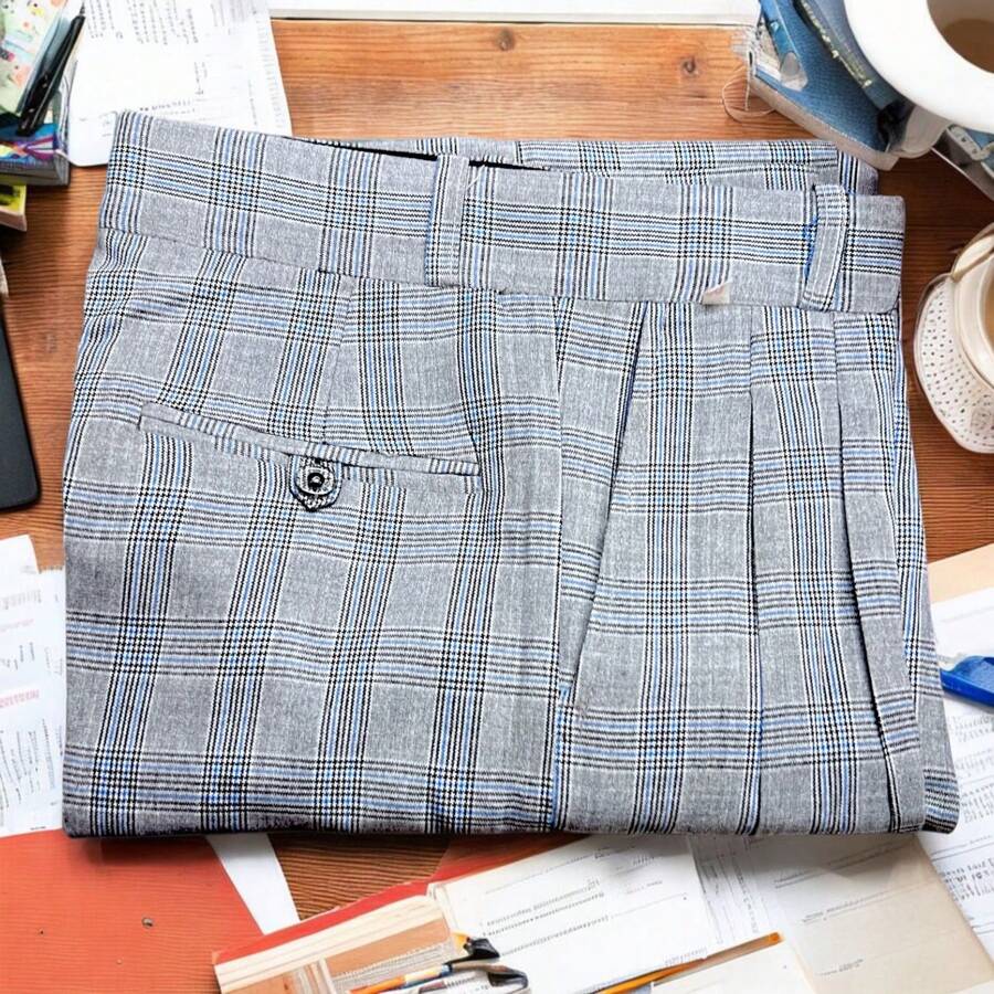 Pantalon Escolar Joven Adulto Tela Gales Cuadros Diferentes Colores - Azul - Ver 1