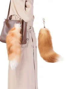 Fox Tail Personalized Bag Pendant, Cute Fox Fur Tassel Pompom Key Chains, Key Ring Tails Chain Keychain Keyring Gift, Cute Simulation Fox Tail Keychain Pendant Key Chain, Bags Charm Keys Holder, Valentine's Day Holiday Gifts Car Keychain, Charm Bag Keyring Holder Gifts Accessories For Women Men (Slight Difference In Tail Color) - Multicolor - View 1