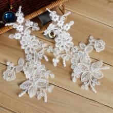 2 cái/bộ viền ren Venise thêu hoa cổ điển, vật liệu thủ công DIY cho mũ đội đầu cô dâu, phụ kiện may váy cưới - Nhiều màu - Xem 10