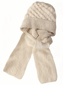 1 buc. Căciulă de eșarfă din tricot, solidă și groasă, pentru femei, pălărie multifuncțională 2 în 1, rezistentă la vânt și la frig, încălzitor pentru urechi și gât, potrivit pentru ieșirile zilnice ale femeilor și activitățile în aer liber pe vreme rece