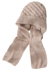 1 buc. Căciulă de eșarfă din tricot, solidă și groasă, pentru femei, pălărie multifuncțională 2 în 1, rezistentă la vânt și la frig, încălzitor pentru urechi și gât, potrivit pentru ieșirile zilnice ale femeilor și activitățile în aer liber pe vreme rece