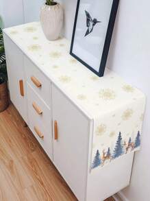 Christmas Snowflake Elk Linen Table Runners Holiday Party Decor Winter Xmas Kitchen Dining Table Runner Christmas Decorations - Multicolor - View 5