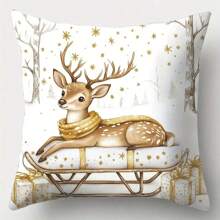 Fundas de almohada con diseños de Papá Noel, muñeco de nieve y renos, Decoración navideña, doradas y acogedoras, lavables, para sala de estar, sofá, cama, decoración del hogar, Navidad