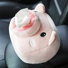 1pc Adorable Plush Cartoon Animal Tissue Holder - Easy-To-Attach & Soft-To-Touch - Space-Saving Storage For Car Seats & Home Use - Multicolor - View 5