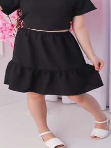 Ruffled Youth Skirt - màu đen - Xem 3