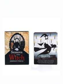 1 Set 4 Seasons Witch Oracle Cards Samhain Tarot Game - Black - View 6