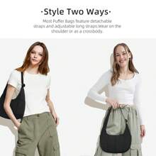 Small Puffer Bag Shoulder Bags For Women Nylon Shoulder Purses And Handbags With Adjustable Strap - 黑色 - 查看 3