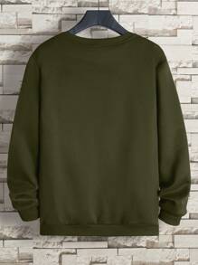 Customized Plus Size Men's Round Neck Long Sleeve Graphic Print Simple Funny Sweatshirt, Casual Everyday Wear