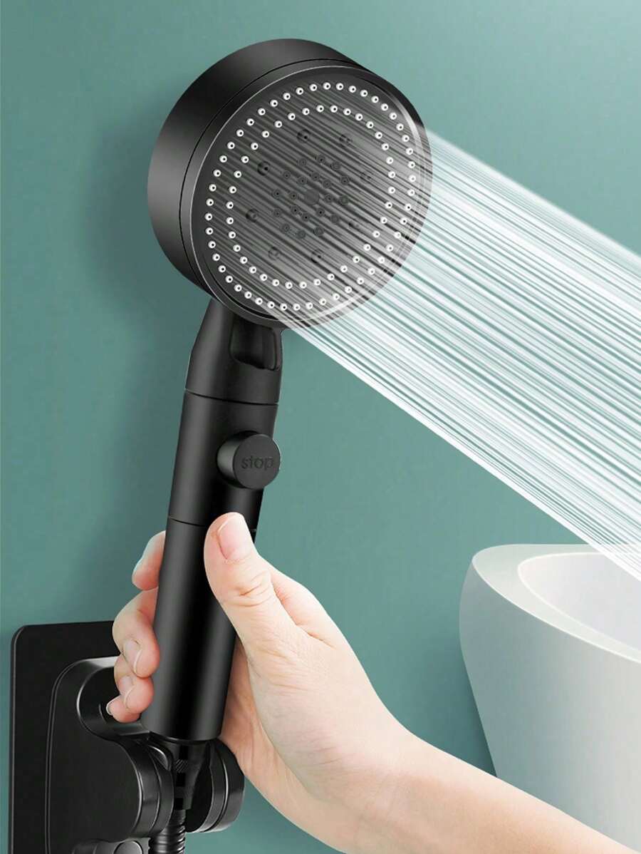 Five Speed Turbocharged Handheld Showerhead With Stop Water Button