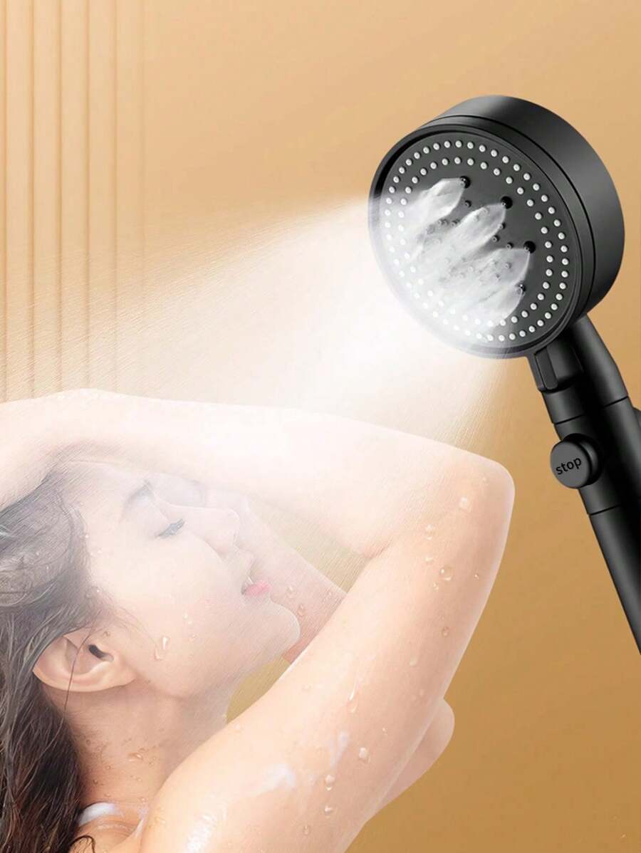 Five Speed Turbocharged Handheld Showerhead With Stop Water Button