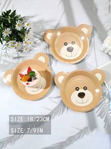 20 个 7 英寸/9 英寸一次性卡通可爱熊形纸盘，适合各种主题派对和日常使用
