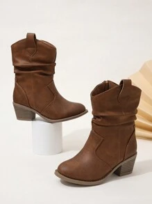 Girls Fashion Elegant Zipper Boots, Comfortable Anti-Slip Boots For Indoor And Outdoor Travel, Autumn/Winter