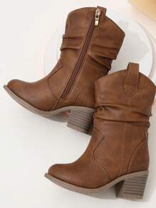 Girls Fashion Elegant Zipper Boots, Comfortable Anti-Slip Boots For Indoor And Outdoor Travel, Autumn/Winter