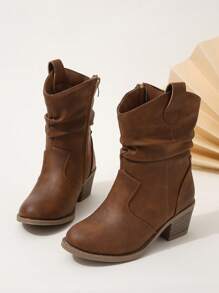 Girls Fashion Elegant Zipper Boots, Comfortable Anti-Slip Boots For Indoor And Outdoor Travel, Autumn/Winter