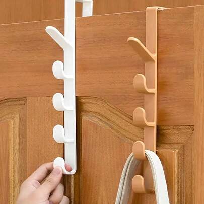 2pcs Bedroom Door Hanger, Clothes Hanging Rack, Over The DoorPlastic Home Storage, Organization Hooks, Purse Holder For Bags Rails,Spring,Minimalist,Summer Tops