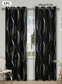 1片銀箔波紋款遮光窗簾,隔熱且防uv,適用於客廳和臥室 - 黑色 - 查看 19