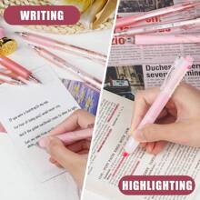 12Packs Pastel Gel Ink Pen Set, 11 Pack Black Ink Pens With 1Pack Highlighter For Writing, Retractable 0.5mm Fine Point Cute Note Taking Pens For School Office Back To School - Pink - View 8