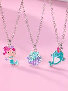 Set de 3 collares con colgante de concha de sirena nuevos