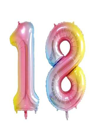 32 英寸彩虹渐变彩色数字气球铝箔氦气 0 1 2 3 4 5 6 7 8 9 10 11 16 18 30 40 50 60 气球适用于生日派对用品家居装饰、圣诞节