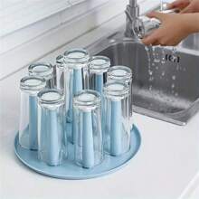 1pc Multi-Cup And Glass Drying Rack With Drainage Tray, Plastic Mug Organizer Stand Without Electricity, Removable Kitchen Cabinet Storage Shelf - Suitable For Home And Business Use - Multicolor - View 2