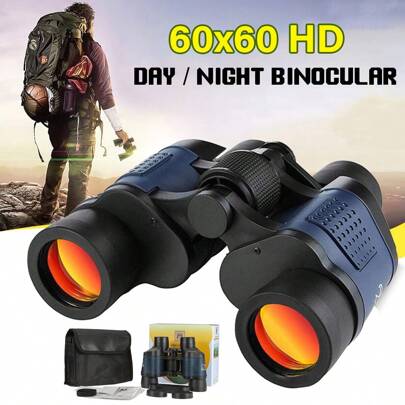 1 件 60X60 双筒望远镜，防雾，适合日常生活，适合观光、观看比赛、音乐会和狩猎。高倍高清低光夜视护眼