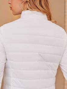 ZIAI Women's Lightweight Down Jacket, Solid Color Stand Collar, Winter - White - View 9