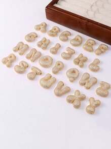 MECYLIFE 1 件独特粗 3D 字母吊坠不对称链项链，不锈钢蛇链，时尚女士设计 - 雙層鑽字母 - 查看 5