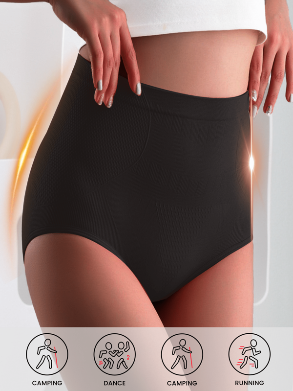 1 pieza Pantalones cortos de yoga con cintura alta sin costuras para mujer, shorts que adelgazan y levantan el trasero con control de abdomen