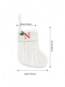 1 pièce Bas de Noël tricoté avec lettres, rouge, blanc et vert 3 couleurs, comprend 26 lettres anglaises. Peut être utilisé comme décoration de fête à la maison, ornement à accrocher au sapin de Noël ou au chevet, petit cadeau pour fête des fêtes, décoration d'Halloween - Multicolore - Voir 37
