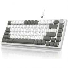 AJAZZ Teclado mecánico con cable AJA ZZ AK820 al 75%: admite intercambio en caliente, cuenta con una perilla de metal, estructura de junta para una experiencia de escritura cómoda, adecuado para trabajo de oficina y juegos, compatible con Windows/ - Multicolor - Ver 2