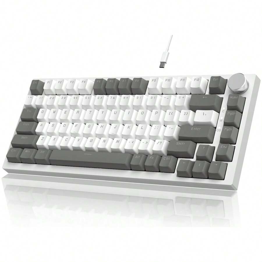 AJAZZ Teclado mecánico con cable AJA ZZ AK820 al 75%: admite intercambio en caliente, cuenta con una perilla de metal, estructura de junta para una experiencia de escritura cómoda, adecuado para trabajo de oficina y juegos, compatible con Windows/