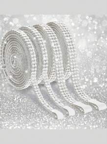 Cuộn ruy băng đính đá, Dải pha lê tự dính thời trang dài 1 yard, Băng keo cầu vồng lấp lánh dùng cho đồ thủ công DIY, trang trí đám cưới, trang trí xe hơi và điện thoại, phụ kiện làm đồ trang sức đa năng dễ sử dụng - Nhiều màu - Xem 2