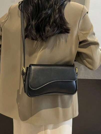 1件女士纯色PU时尚新款腋下包，多功能单肩包