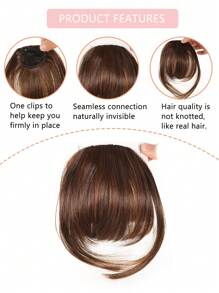 夹式刘海发夹式接发黑色金色棕色空气刘海带鬓角假发女士弧形刘海适合日常佩戴