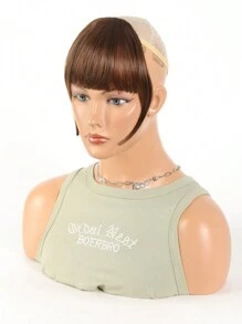 夹式刘海发夹式接发黑色金色棕色空气刘海带鬓角假发女士弧形刘海适合日常佩戴